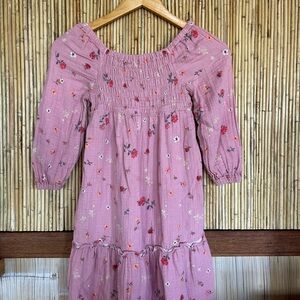 *2 for $20* Girls' Smocked Pink Floral Cotton Dress Ruffles Easter School Soft